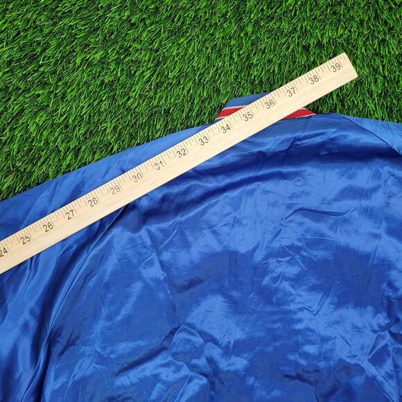 Vintage 80s New York Giants Varsity Bomber Jacket L/XL Chalk-Line Retro NFL Crop - Picture 5 of 15